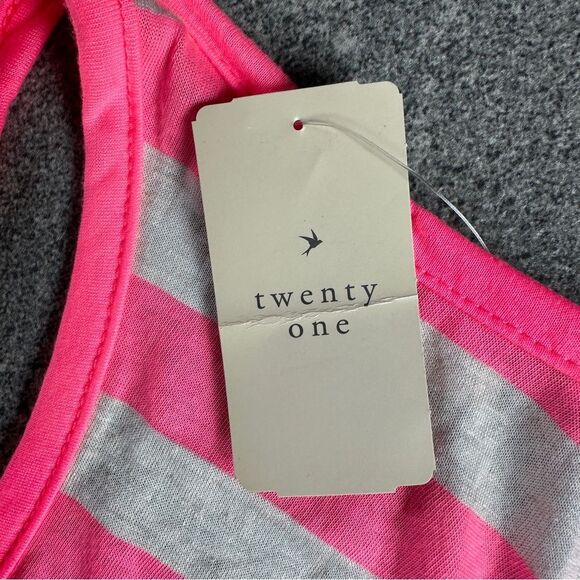 NWT Forever 21 Striped Racerback Scoop neck Tank Top in Burnout Pink Cream Small - Picture 4 of 11